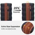 thumbnail image 3 of Hommoo Travel 3 Pcs ABS Hardshell Luggage Sets, 20''24''28'' Spinner Suitcase Set with TSA Lock, Black&Brown, 3 of 7