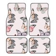 thumbnail image 1 of Lsque Tapis de Sol 4 Pcs Imprimé Papillon, Doublures en Caoutchouc Résistantes, Design Antidérapant, Protection Automobile Toutes Saisons, Véhicules, Voitures, Camions et SUV, 1 of 7