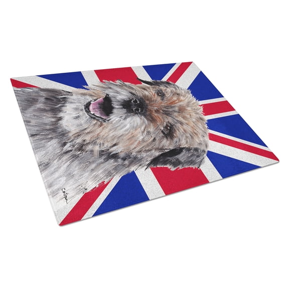Caroline's Treasures Border Terrier with Engish Union Jack British Flag Glass Cutting Board Large Size