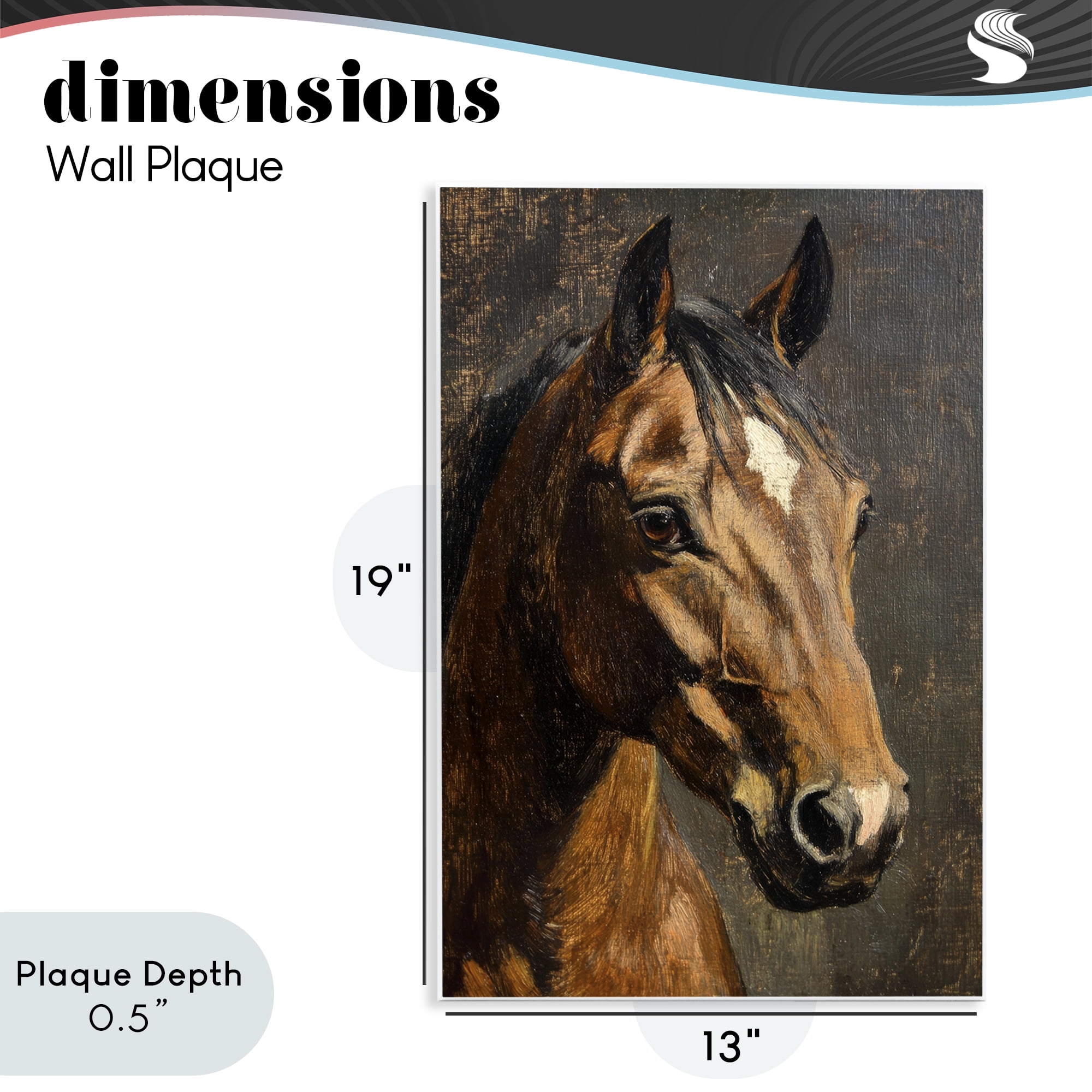 Stupell Industries Horse Portrait Study Wall Plaque Art, design by Petal Prints Design