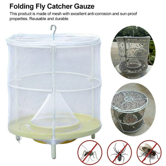 YardVibe Fly Traps Outdoor Hanging, Ranch Fly Traps with Food Bait Tray, Fly Catcher Cage for Indoor or Outdoor Family Farms, Park