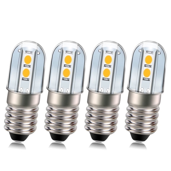 Ruiandsion E10 Mini LED Bulbs, 120V 1W (10W Equivalent) 80LM 4300K Warm White, Replacement Bulb for Sewing Machine Refrigerator, Small Screw Base,4-Pack