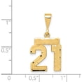 thumbnail image 4 of 14K Yellow Gold Small Brushed Diamond-Cut Number 21 Charm Made In United States sn21, 4 of 5