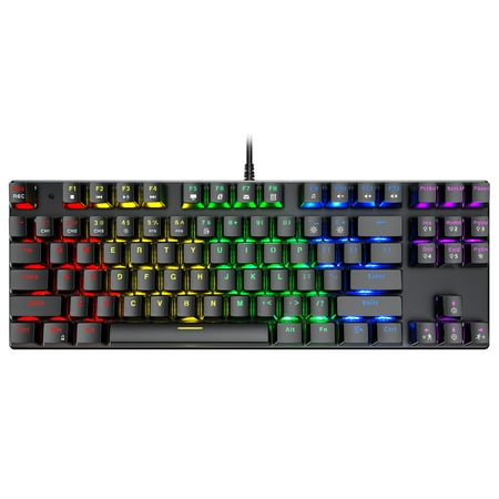 PICTEK TKL Mechanical Gaming Keyboard, RGB LED Rainbow Backlit 60% keyboard with Blue Switches, 27 LED Lighting Modes 87 Keys Keyboard, 100% Anti-Ghosting Tenkeyless Keyboard for Windows PC/MAC Games