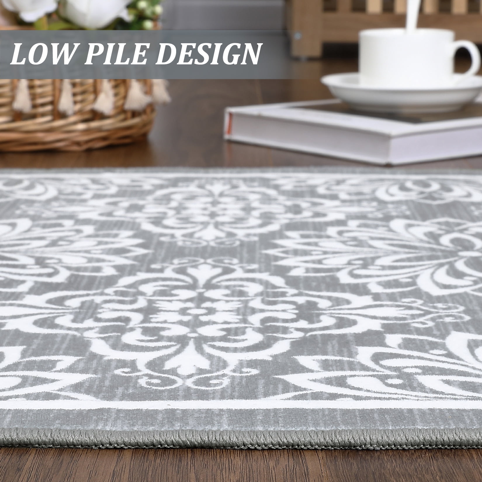 Hasoo 5' x 7' Area Rugs for Living Room Modern Austere European Area Rugs Machine Washable Rugs Bedroom Dining Room Kitchen Carpet Gray
