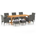 thumbnail image 1 of vidaXL 9 Piece Garden Dining Set Grey, 1 of 5