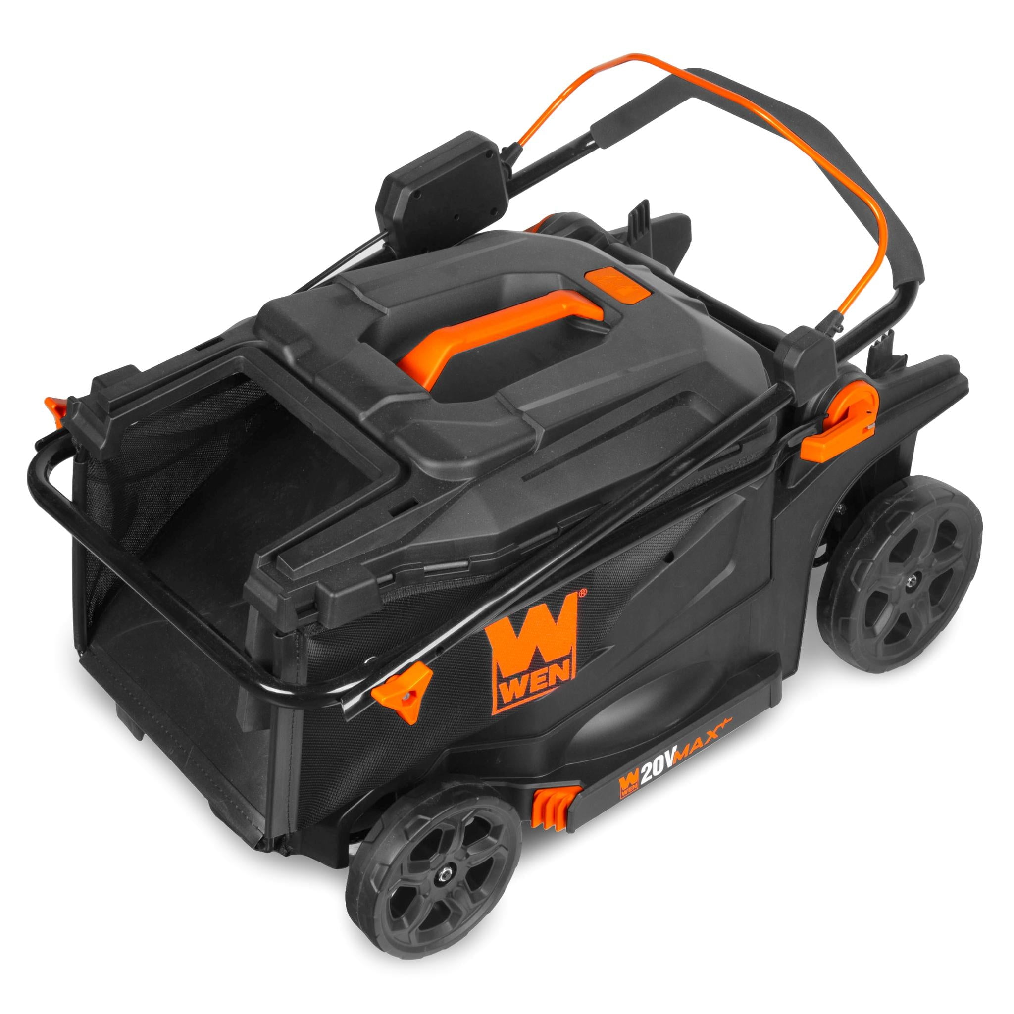 WEN 20V Max Cordless 19-Inch Lawn Mower, String Trimmer, and Leaf Blower Combo Kit with Two 5Ah Batteries and Dual Port Charger (20VK3TBM)