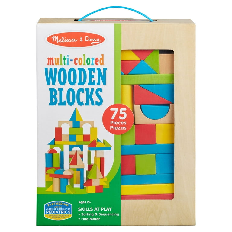 Melissa & Doug 75 Multi-Colored Wooden Blocks