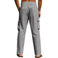 thumbnail image 3 of QHFBli Mens Casual Cargo Pants Summer Vacation Lightweight Drawstring Pants Elastic Waist Beach Yoga Trousers with Pockets, 3 of 9