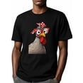 thumbnail image 6 of Cartoon Rooster Men's T Shirts T-Shirt for Men Crew Neck Tees Cotton Tops, Black, S, 6 of 7