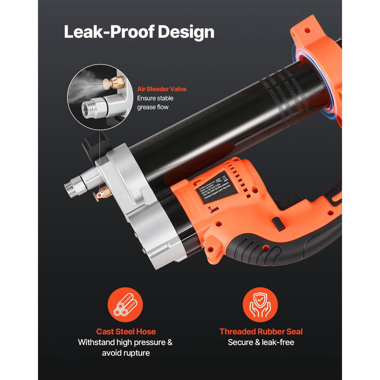 20V Cordless Grease Gun 8000 PSI Max Pressure with 2.0Ah Battery LED Light 30 Inch Long Hose Variable Speed Trigger for Vehicles Machines