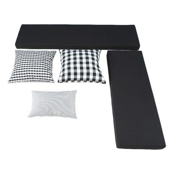 Maklaine 5 Piece Polyester Cushion/Pillow Set for Nook in Black