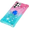 thumbnail image 5 of Glitter Case for Samsung Galaxy S23 Ultra (Not S23, Bling Sparkle Colorful Gradient Quicksand Waterfall Soft TPU Liquid Case Cover with Ring Stand for Samsung S23 Ultra LSJB-Pink Green, 5 of 14