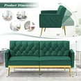 thumbnail image 2 of ACMEASE Velvet Sofa Bed w/Adjustable Armrests & Backrests, Modern Convertible Sleeper Sofa, Tufted Futon Sofa for Bedroom, Living Room, Apartment, Green, 2 of 7