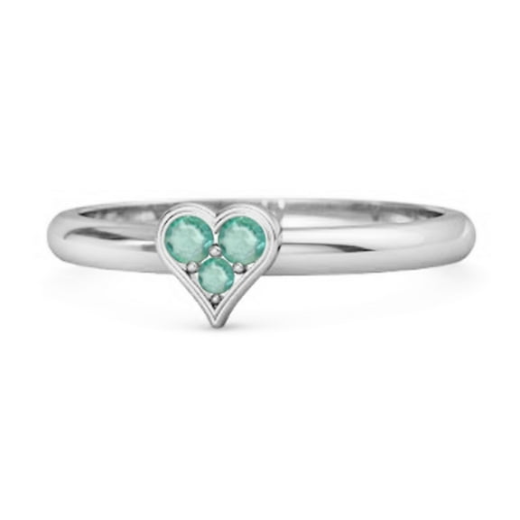 Sparkling Heart Shaped 0.60 Ct Emerald 925 Sterling Silver Women Valentines Day Gifts Ring