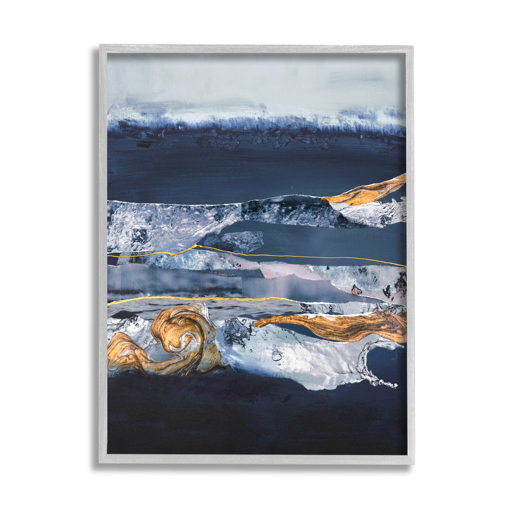 Stupell Industries Abstract Blue Water Landscape Stacked Agate Pattern, 24 x 30, Design by Design Fabrikken
