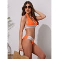 thumbnail image 4 of DARING DIVA Women's Color Block Wavy Stripes Bikini Sets X-Small Orange, 4 of 6
