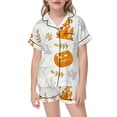 thumbnail image 4 of Gunia Toddler Girls' Halloween Pajama Sets Pumpkin Graphic 2 Piece Button Up Short Sleeve Tops With Shorts Nightwear Pjs Sleepwear White 2-3 Years, 4 of 5