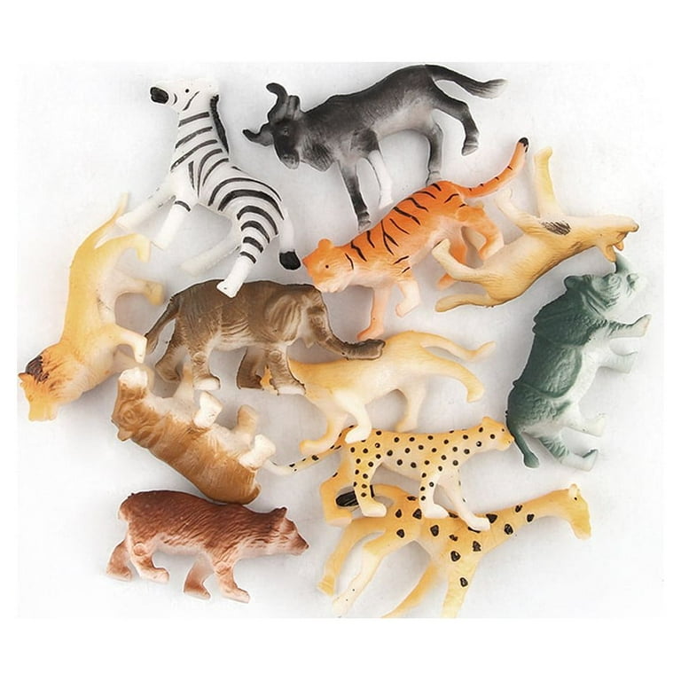 Fridja 12pc Kids Playset: Assorted Plastic Toy Wild Animals Jungle