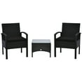 thumbnail image 1 of Outsunny 3 Pieces Wicker Patio Furniture Set, Rattan Bistro Set with Coffee Table and Cushions, Outdoor Conversation Set for Garden, Porch, Balcony, Black, 1 of 10