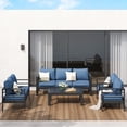 thumbnail image 4 of ECOPATIO Aluminum Patio Furniture Set, 8 Pcs Metal Modern Outdoor Sofa Sets, Outdoor Sectional Patio Conversation Set with Coffee Table for Backyard, Poolside, Dark Gray & Blue, 4 of 10