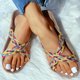 thumbnail image 4 of Sandalias planas recortadas de lino tejidas trenzadas informales de verano a la moda para mujer Wmkox8yii  hj789, 4 of 6