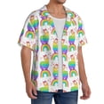 thumbnail image 2 of Sikiie Rainbow Llama Men's Wrinkle Free Untucked Cuban Shirt Business Casual Button Down Shirts Short Sleeve Shirt3X-Large, 2 of 5
