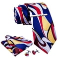 thumbnail image 3 of Barry.Wang Silk Ties for Men Designer Fun Necktie Clip Pocket Square Cufflinks Wedding Party Festival Multicoloured 5PC, 3 of 7