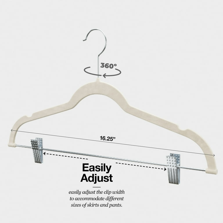 Homeit 10 Pack Clothes Hangers with Clips - Black Velvet Hangers