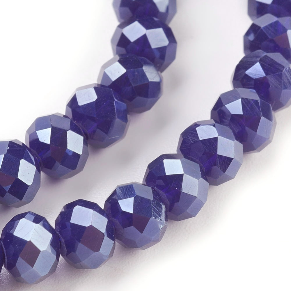 20strands Electroplate Glass Beads Strands Pearl Luster Faceted Rondelle Midnight Blue 6x4~5mm Hole: 0.8~1mm about 85~88pcs/strand 41~42cm