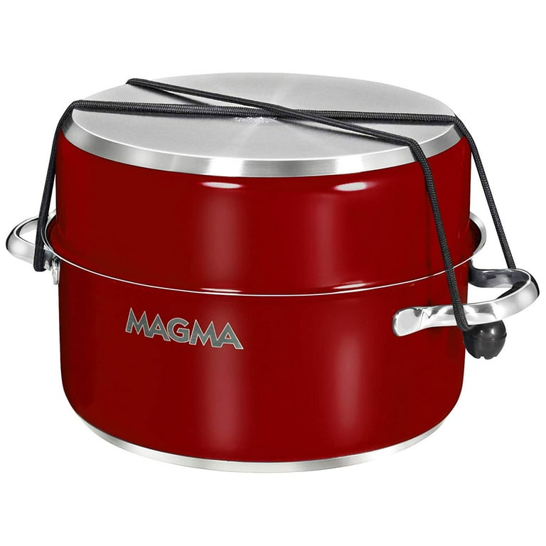 Magma Ceramica Non-Stick 10 Piece Induction Compatible Nesting Cookware Set, Red