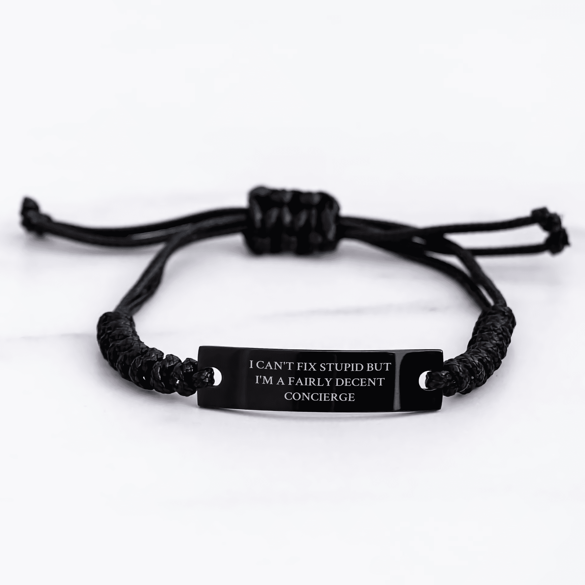 Funny Concierge Gifts, I Can't Fix Stupid But I'm A Fairly Decent Concierge Rope Bracelet, Mother's Day Unique Gifts from Men to Concierge