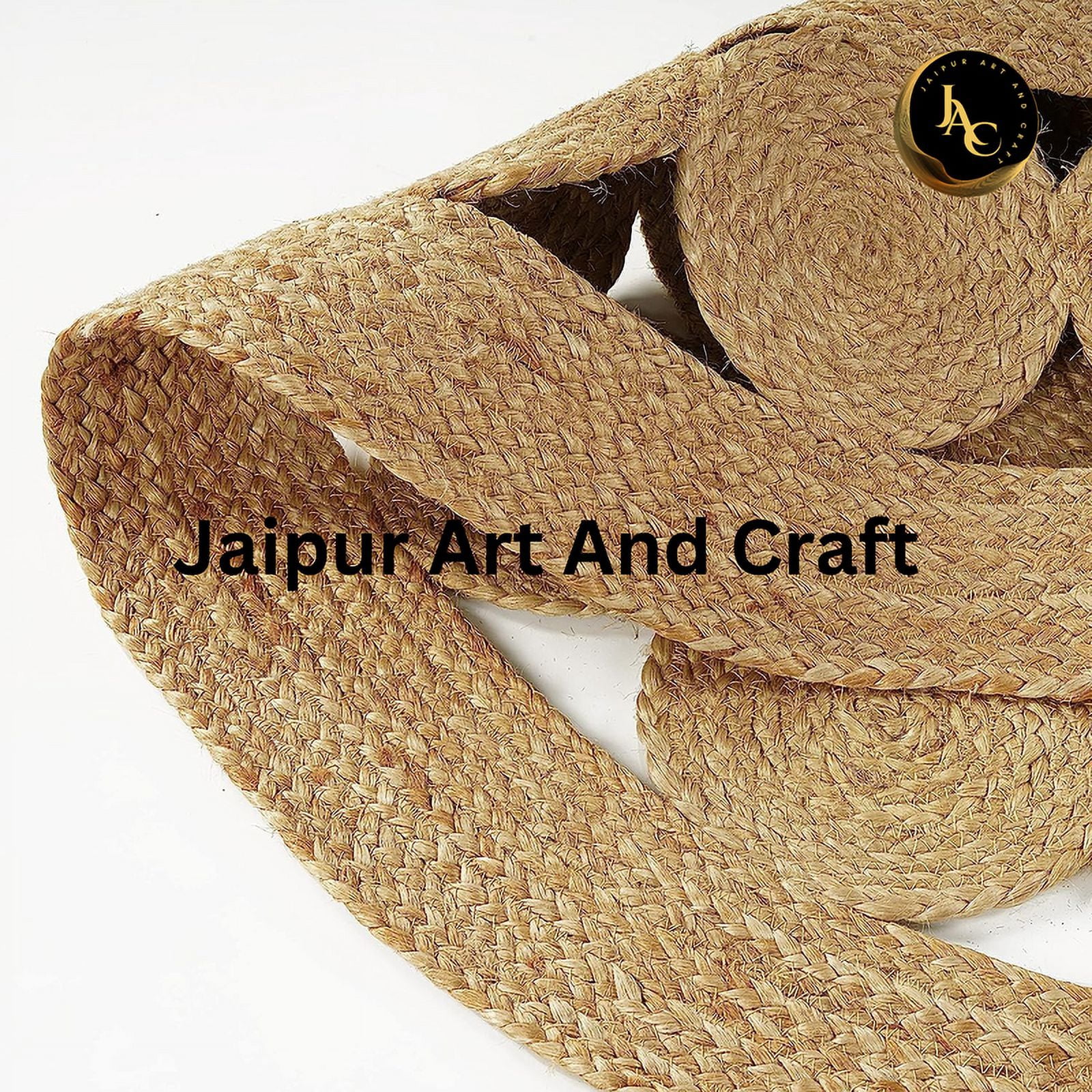 Jaipur Art And Craft Hand Braided Round Jute Area Rug for Home Décor Reversible Boho Charm Carpet (5x5 Sq Ft)