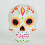 Dia de los Muertos Resin Skull Tabletop Decoration, Multicolor, 4" X 4.75" X 5.5", by Way To Celebrate