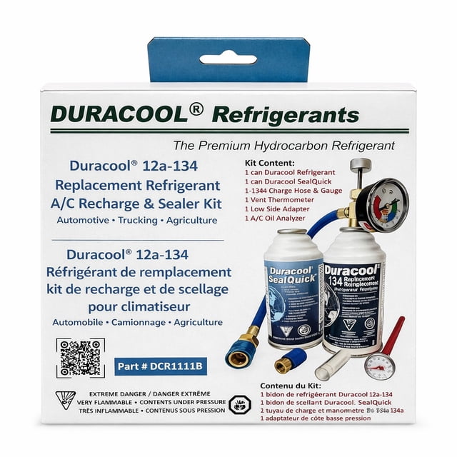 Duracool 12a Mobile Recharge and Seal Kit for R-134a Small Mobile AC systems