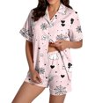 thumbnail image 3 of JIAYUE Women Pajama 2-Piece Set Notch Collar Halloween Print Short Sleeve Shirt and Shorts Pjs for Baggy Wear, 3 of 7