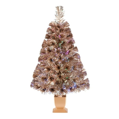 Holiday Time Pre-Lit Fiber Optic Artificial Tabletop Christmas Tree, 32", Multi-color