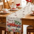 thumbnail image 5 of Red Christmas Table Runner 90 Inches Long Farmhouse Dress Scarves, Truck Xmas Tree Snowflake Winter Vintage Dining Tablerunner for Coffee Table/Kitchen Island/Party Décor, 13" x 90", 5 of 8