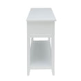 thumbnail image 4 of 44 Inch Retro Console Table with 2 Storage Drawers and Bottom Open Shelf, Solid Wood Rectangular Side Table Storage Cabinets with Large Tabletop Space and Wooden Legs for Entry Way Living Room, White, 4 of 5