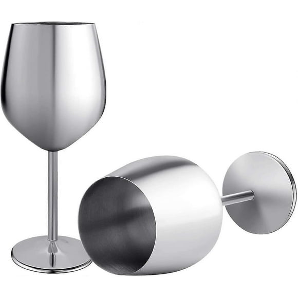 Copa de vino, 2 copas de cóctel de acero inoxidable
