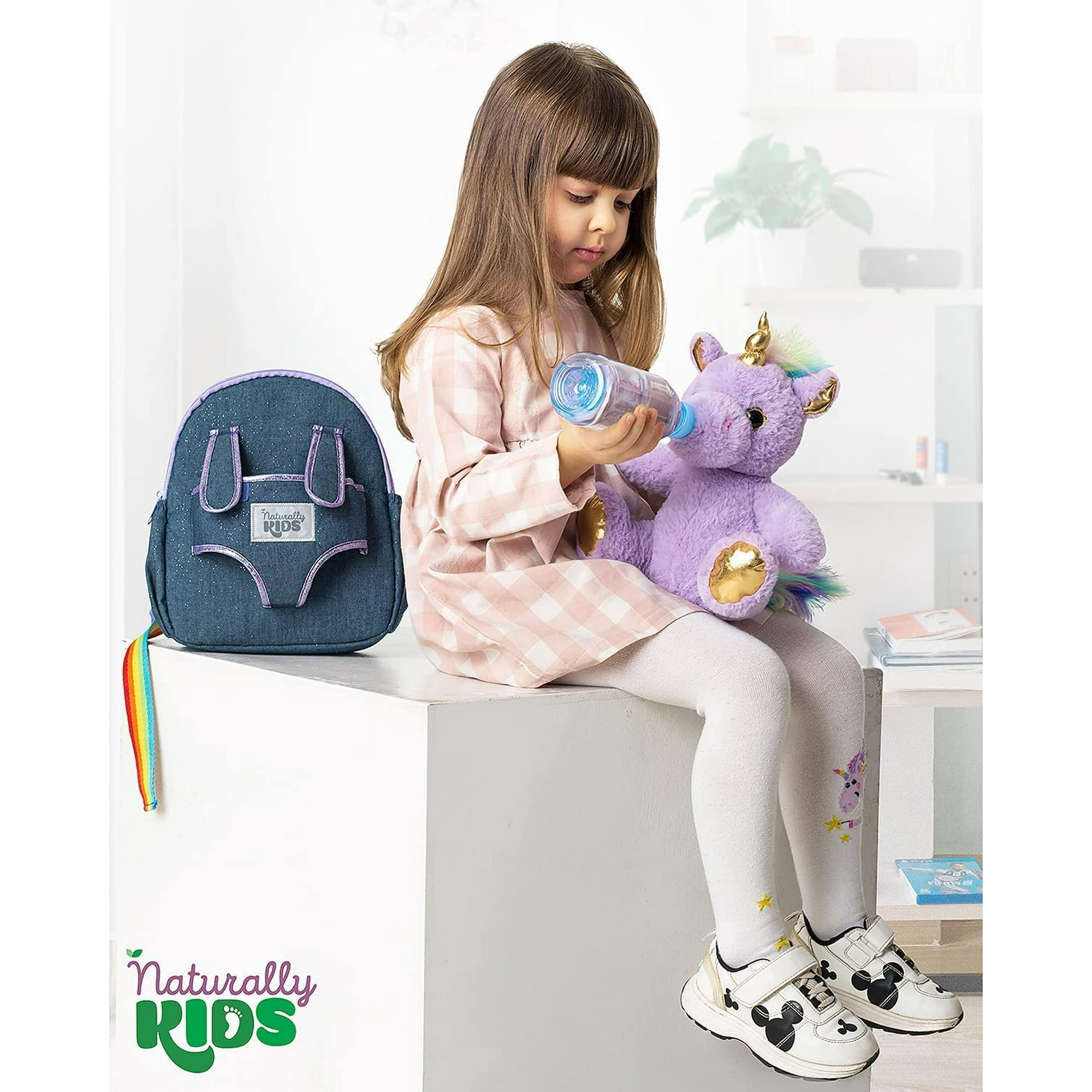 HHHC Small Unicorn Backpack 3 4 Year Old Girl Gifts Toddler Backpack for Girl Boy w Stuffed Animal Toys for 3 Year Old Girls w Pockets