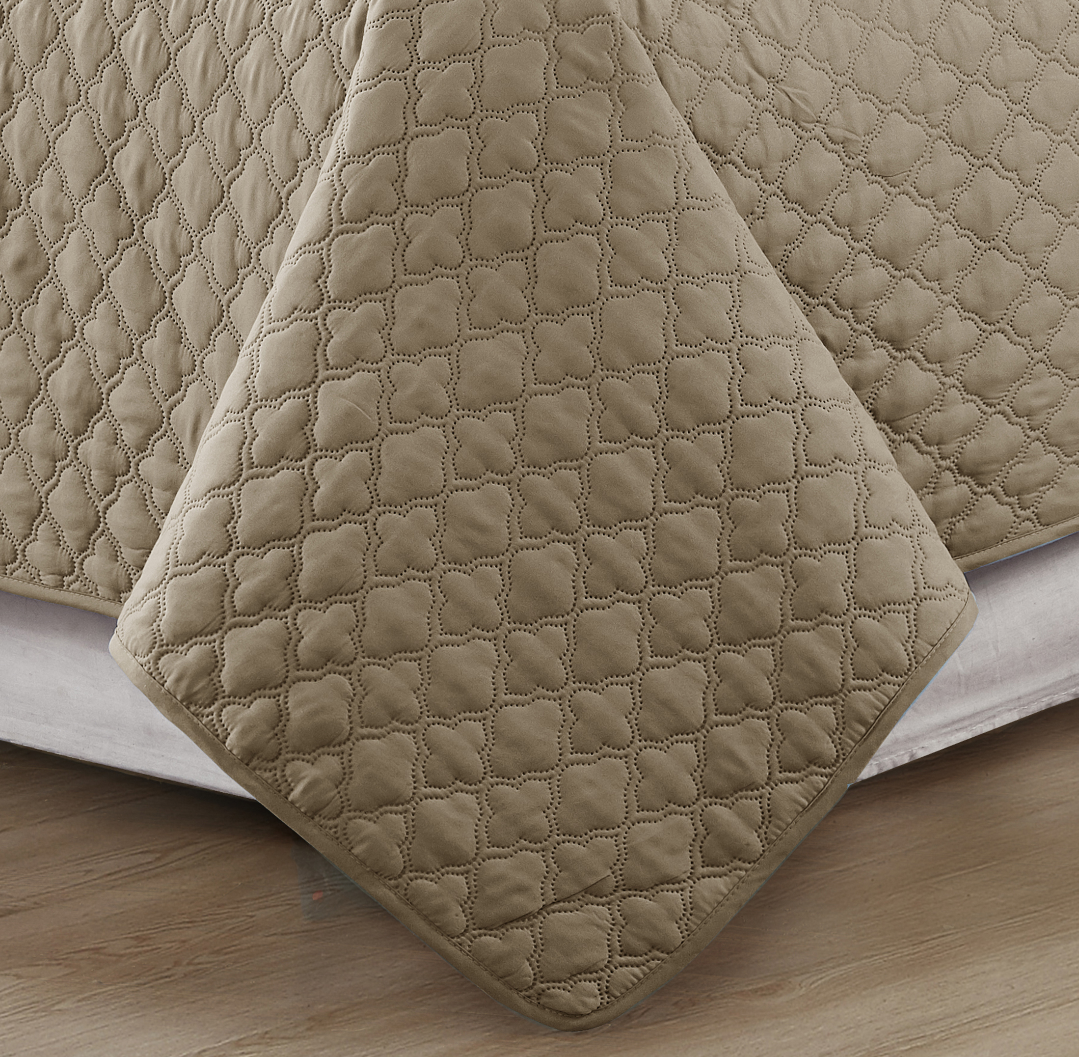Harper Lane Bodie Tile Stitch 3-piece Quilt Set Taupe Twin/Twin-XL