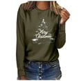 thumbnail image 4 of UPPADA Merry Christmas Sweatshirts for Women Christmas Tree Shirts Funny Plaid Holiday T Shirt Trendy Snowflake Long Sleeve Tops blusas de mujer manga larga sexi Army Green,L, 4 of 5