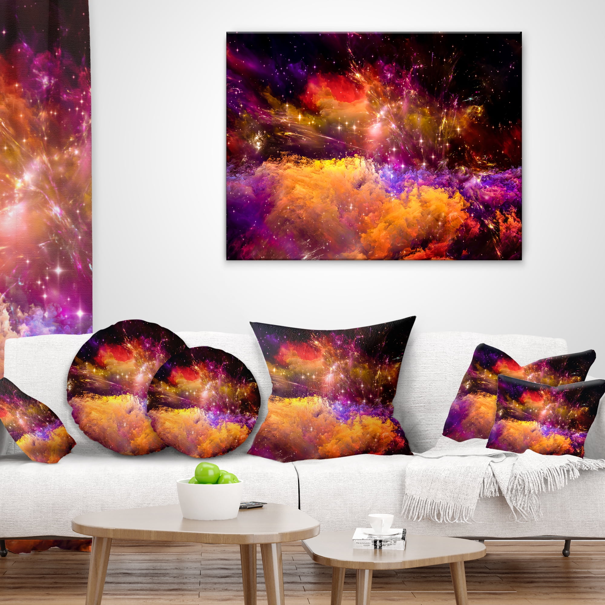 Designart Universe Fractal Burst - Abstract Throw Pillow - 16x16