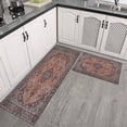 thumbnail image 3 of 2 Piece Bohemian Brown Ethnic Rug Rug Kitchen Rug Set, Decor Kitchen Rugs, Absorbent Non-Slip Washable Floor Mats, Home Indoor Runner Rugs 17"x47"+17"x30", 3 of 7