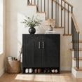 thumbnail image 5 of 24 Pair Shoe Storage Cabinet with Adjustable Shelves, Hidden Shoe Organizer for Entryway, Foyer, Hallway Ebony Black, 5 of 12