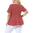 thumbnail image 4 of Unique Bargains Women's Plus Size Short Sleeve Solid Outfits Fashion Wrap Peplum Tops 4X Red White, 4 of 8