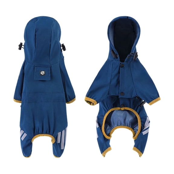 Waterproof Reflective Hooded Pet Raincoat for Large Dogs, Heavy Duty Dog Rain Poncho with Safety Reflective Tape, Outdoor Dog Jacket Apparel for Rain, Storm and Wet Weather