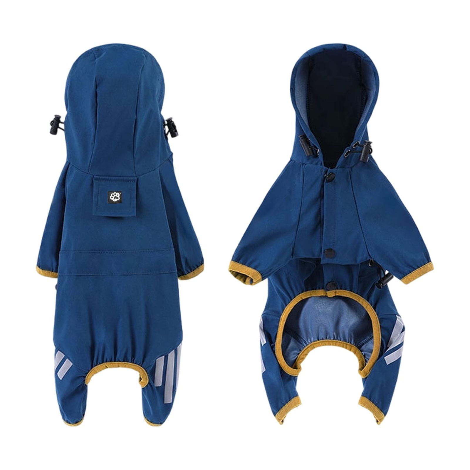 Dog Raincoat Waterproof Dog Rain Jacket with Hood Rain Coat with Leash Hole Reflective Strap for Small Medium Dogs Outdoor Adventures/Walking Lightweight Puppy(M Blue)