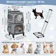 thumbnail image 5 of MINGYI Double-Compartment Pet Carrier with Wheels,Dog Backpack Carrier for 2 Small Dogs and Cats,Cat Rolling Carrier for Traveling/Taking a Walk/Trips to The Vet(Grey), 5 of 11